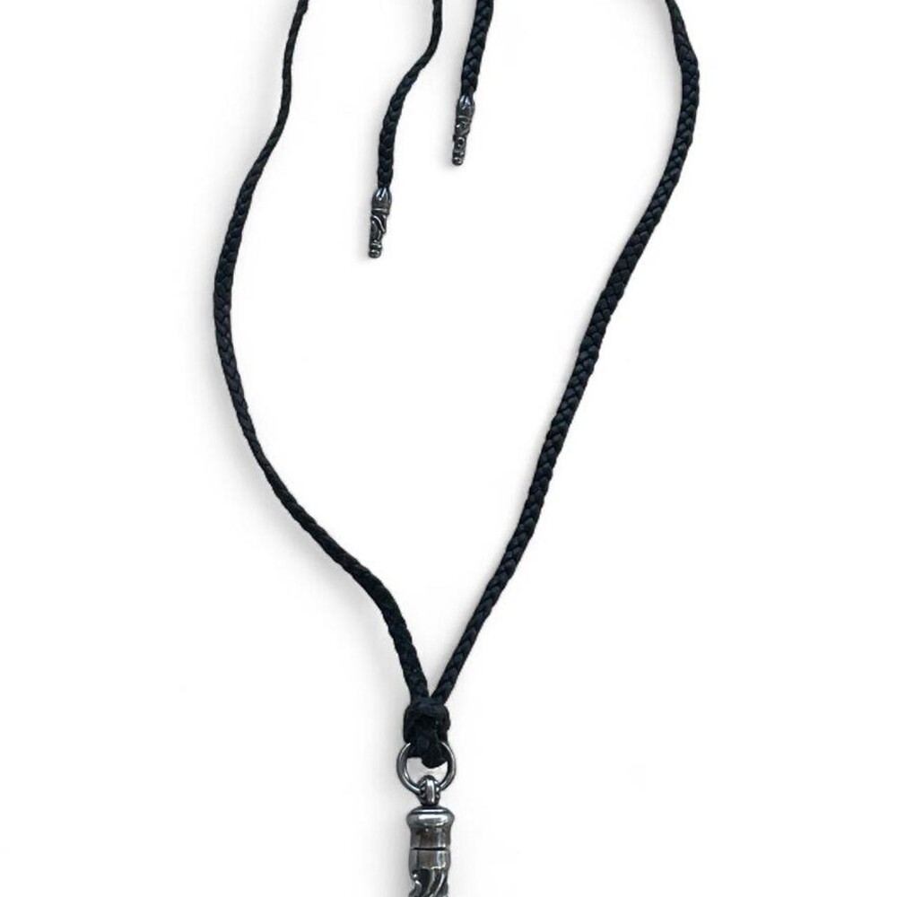 Vintage Chrome Hearts 1994 Roller Vile Pendant Leather Necklace .925